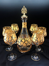 7 Parça Şişe Takımı Üçgen  Ağız Soğuk Boya