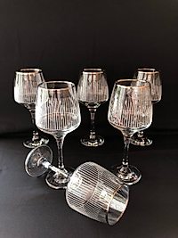 6'LI LAV 558 AYAKLI BARDAK GRAVÜR  PLATİN ÜÇGEN ÇİZGİ