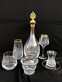 31 Parça Çeyiz Seti Gravür Altın Üçgen Dik Çizgi (Şekerlik Hediyeli)