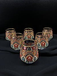 6'Li Kahve Yanı Bardağı Kırmızı Kilim