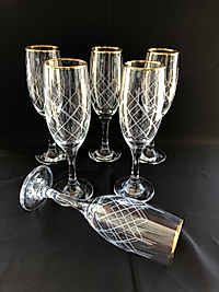 6'LI LAV MİS 535 AYAKLI BARDAK GRAVÜR ALTIN KAPİTONE