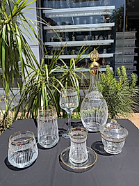 31 PARÇA LÜKS ÇEYİZ SETİ GRAVÜR BANT 3 ÇİZGİ ALTIN VRSC  +ŞEKERLİK HEDİYELİ