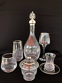 31 Parça Çeyiz seti Gravür Üçgen Çizgi Gümüş Ağız Soğuk Boya  (+ Şekerlik Hediyeli)