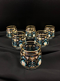 6'Li Kahve Yanı Bardağı Kilim Turkuaz