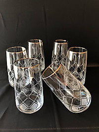 6'LI LAV 376  MEŞRUBAT BARDAĞI GRAVÜR  PLATİN FEZA