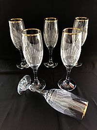 6'LI LAV MİS 535 AYAKLI BARDAK GRAVÜR ALTIN ÜÇGEN ÇİZGİ