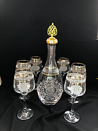 7 Parça Şişe Takımı GravürBant 3 çizgi Zincir