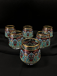 6'Li Kahve Yanı Bardağı Mavi Kilim