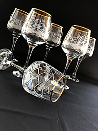 6'LI LAV 558 AYAKLI BARDAK GRAVÜR ALTIN FEZA