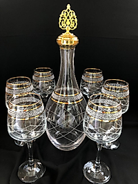 7 Parça Şişe Takımı GravürBant 3 çizgi Kapitone