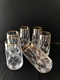 6'LI LAV 376  MEŞRUBAT BARDAĞI GRAVÜR   ALTIN FEZA