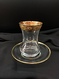 12 Parça incebelli Çay seti Gravür Altın ve Platin  Ağız kaplama