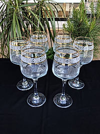 6'LI AYAKLI BARDAK GRAVÜR ALTIN 3 ÇİZGİ GÜNEŞ