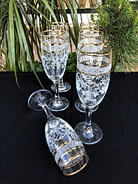 6'LI LAV MİS 535 AYAKLI BARDAK GRAVÜR  3 ÇİZGİ ALTIN SALKIM