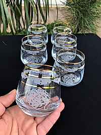 6'LI LAV 361 BARDAK GRAVÜR 3 ÇİZGİ ALTIN SARKIT