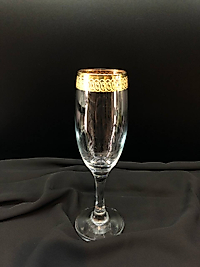 6'lı Ayaklı 535 Ağız Bant Altın ve Platin  Kahve Yanı Bardak Serisi