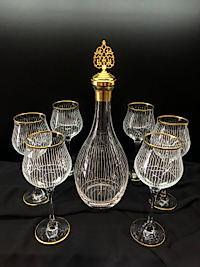 7 Parça Şişe Takımı  Gravür Dik Çizgi  Ağız Soğuk Boya