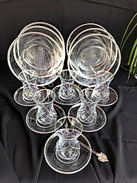 24 PARÇA İKRAM SETİ GRAVÜR GÜMÜŞ KAPİTONE