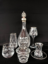 31 Parça Çeyiz seti Gravür Feza Gümüş Ağız Soğuk Boya  (+ Şekerlik Hediyeli)