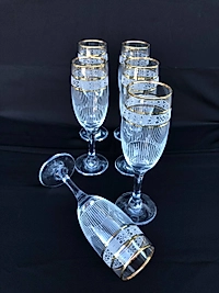 6'LI LAV MİS 535 AYAKLI BARDAK GRAVÜR  3 ÇİZGİ ALTIN GÜNEŞ