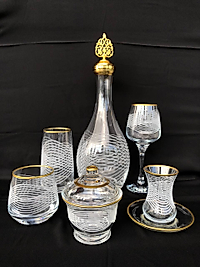 31 Parça Çeyiz seti Gravür Nebula Sarı Ağız Soğuk Boya  (+ Şekerlik Hediyeli)