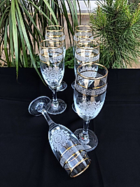 6'LI LAV MİS 535 AYAKLI BARDAK GRAVÜR  3 ÇİZGİ ALTIN ZİNCİR