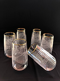 6'LI LAV 376  MEŞRUBAT BARDAĞI GRAVÜR ALTIN NEBULA