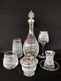 31 Parça Çeyiz seti Gravür Nebula Gümüş Ağız Soğuk Boya  (+ Şekerlik Hediyeli)