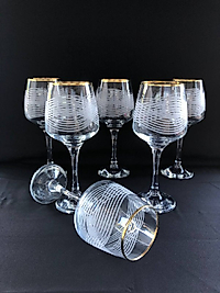 6'LI LAV 558 AYAKLI BARDAK GRAVÜR ALTIN NEBULA