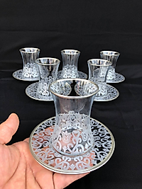 12 PARÇA ÇAYELİ ÇAY SETİ  GÜMÜŞ LALE