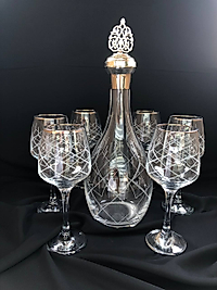 7 Parça Su Seti Gravür Kapitone Ağız Platin