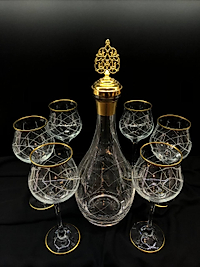 7 Parça Şişe Takımı  Gravür Kapitone  Ağız Soğuk Boya