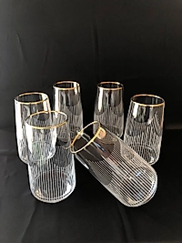 6'LI LAV 376  MEŞRUBAT BARDAĞI GRAVÜR  ALTIN ÜÇGEN ÇİZGİ