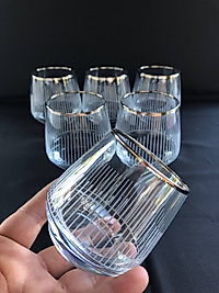 6'LI LAV 361 BARDAK GRAVÜR PLATİN ÜÇGEN ÇİZGİ