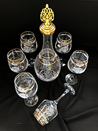 7 Parça Şişe Takımı GravürBant 3 çizgi Sarkıt