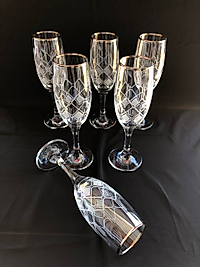 6'LI LAV MİS 535 AYAKLI BARDAK GRAVÜR PLATİN FEZA