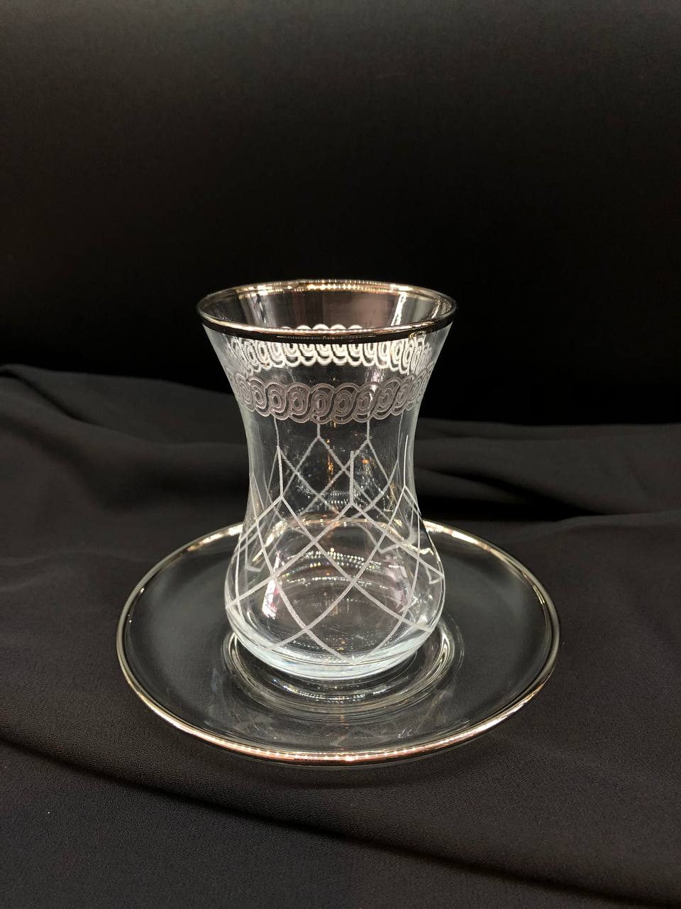 12 Parça İnceBelli Çay Seti Gravür Bant Sürsil Altın ve Platin Serisi